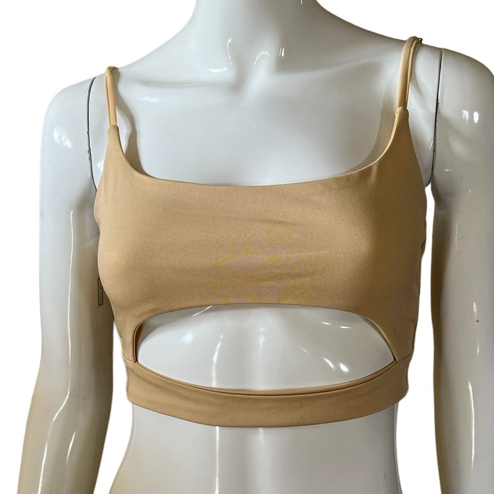 Beige Strapless Peekaboo Crop Top SZ Small 💖